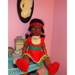 Vintage Indian Girl Doll retro Native American Souvenir